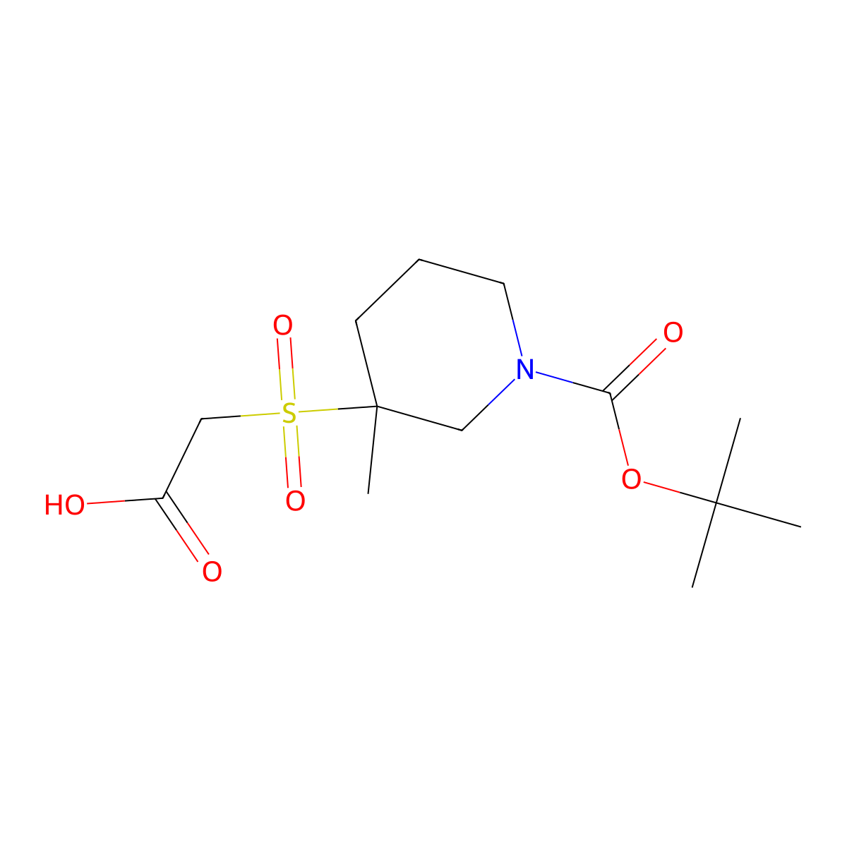 2-({1-[(Tert-butoxy)carbonyl]-3-methylpiperidin-3-yl}sulfonyl)acetic acid molecular structure, CAS 2870689-49-7