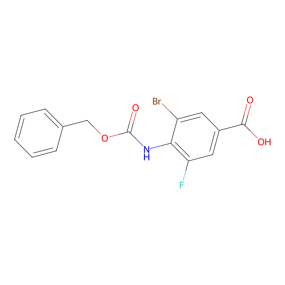 4-{[(Benzyloxy)carbonyl]amino}-3-bromo-5-fluorobenzoic acid molecular structure, CAS 2870689-53-3