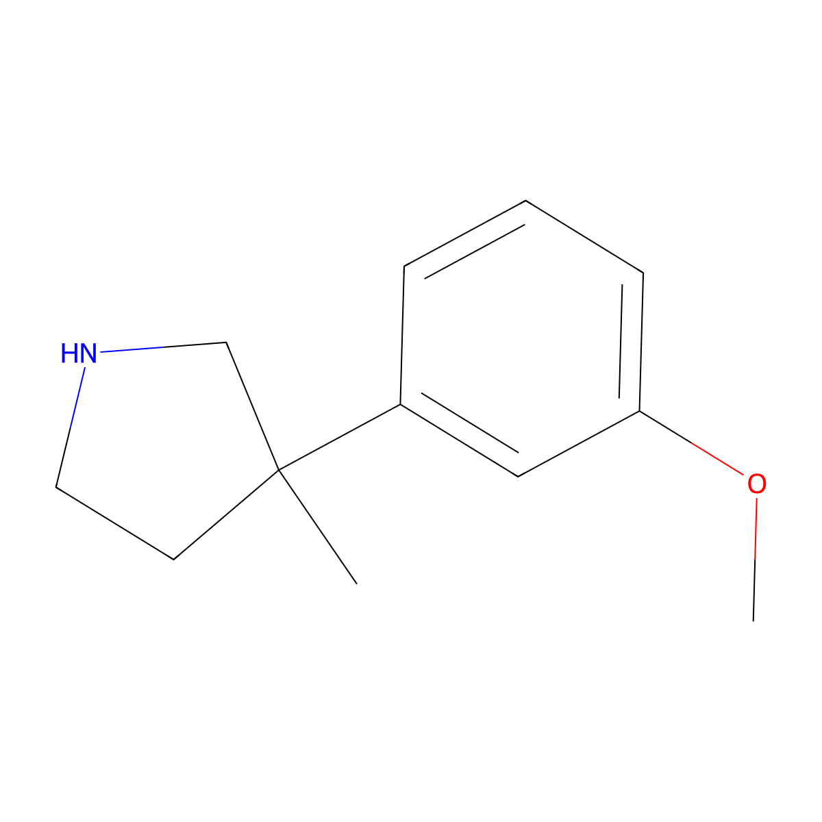 3-(3-Methoxyphenyl)-3-methylpyrrolidine molecular structure, CAS 28707-86-0