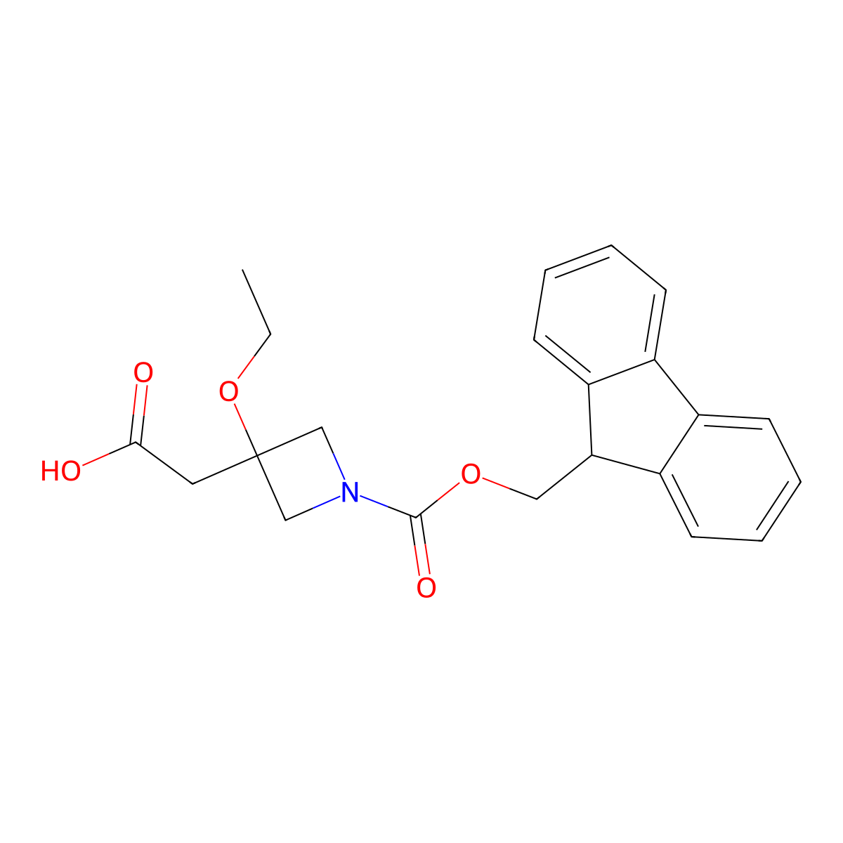 2-(3-ethoxy-1-{[(9H-fluoren-9-yl)methoxy]carbonyl}azetidin-3-yl)acetic acid molecular structure, CAS 2870701-74-7
