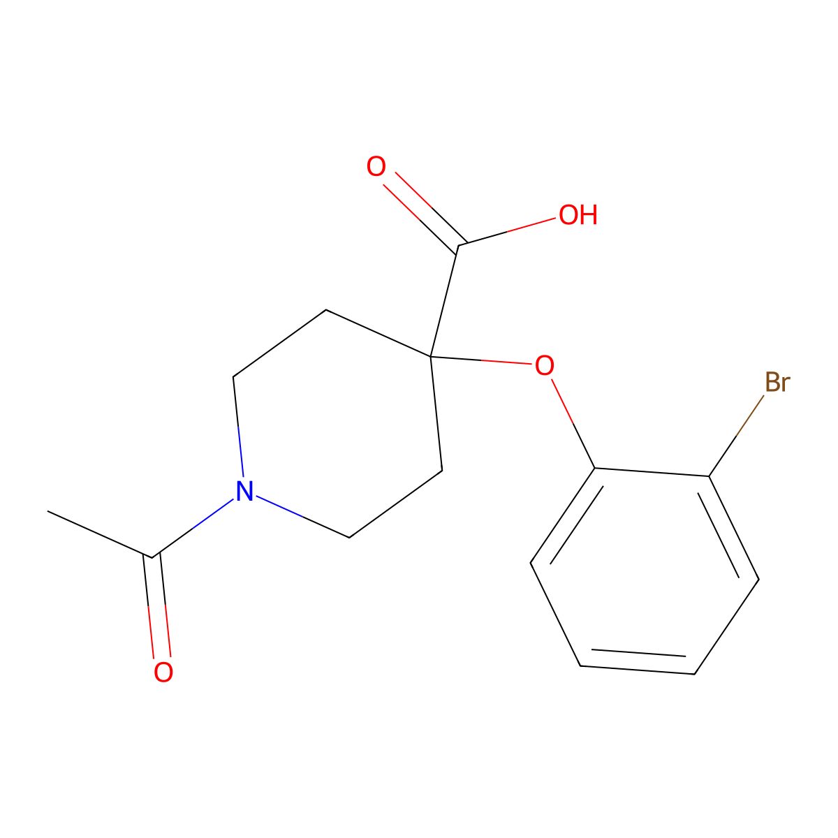 1-Acetyl-4-(2-bromophenoxy)piperidine-4-carboxylic acid molecular structure, CAS 2870701-75-8