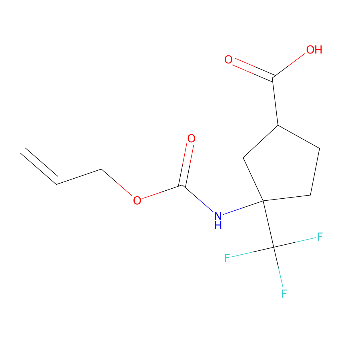 3-{[(Prop-2-en-1-yloxy)carbonyl]amino}-3-(trifluoromethyl)cyclopentane-1-carboxylic acid molecular structure, CAS 2870701-77-0