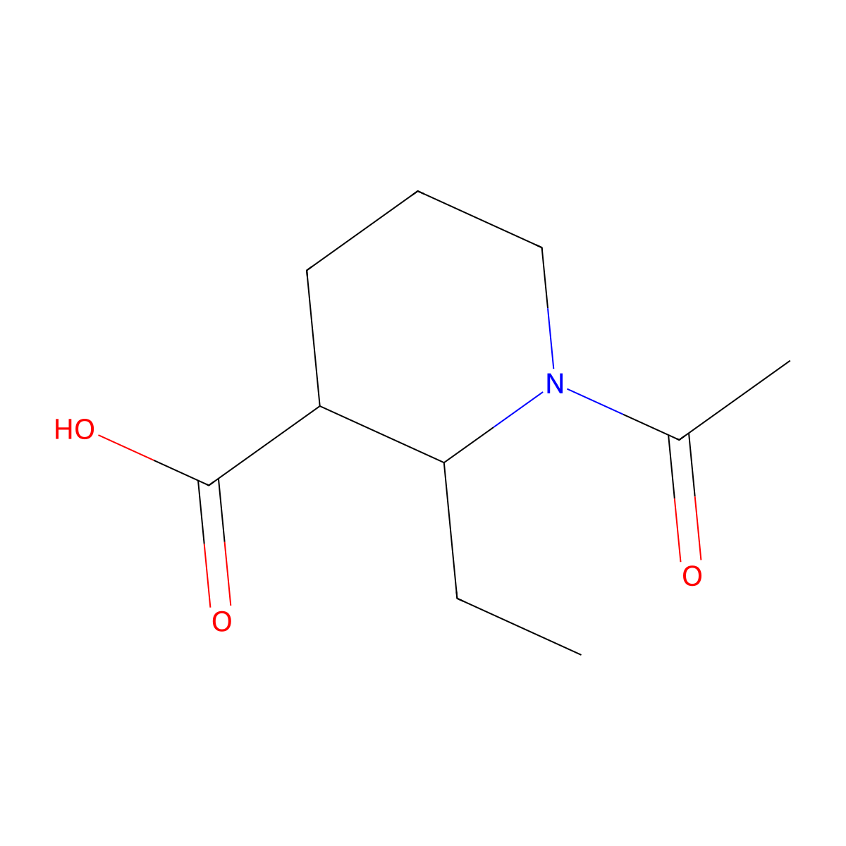 rac-(2R,3R)-1-acetyl-2-ethylpiperidine-3-carboxylic acid molecular structure, CAS 2870701-79-2