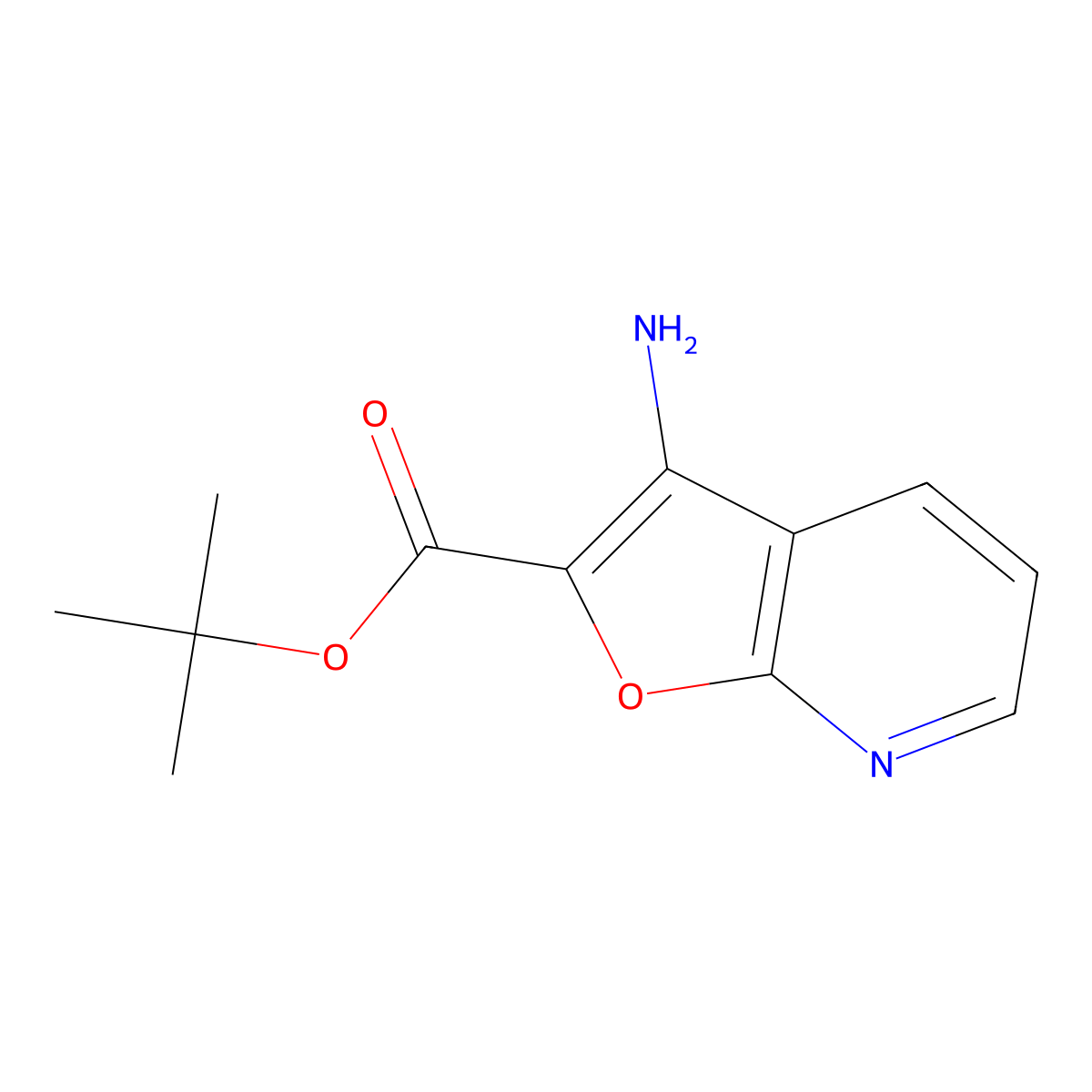 Tert-butyl 3-aminofuro[2,3-b]pyridine-2-carboxylate molecular structure, CAS 2870701-82-7