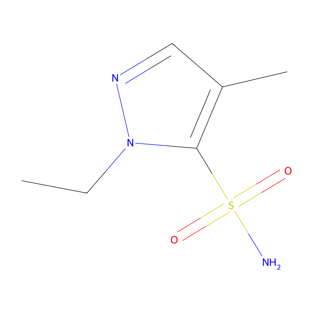 1-ethyl-4-methyl-1H-pyrazole-5-sulfonamide molecular structure, CAS 2870702-20-6