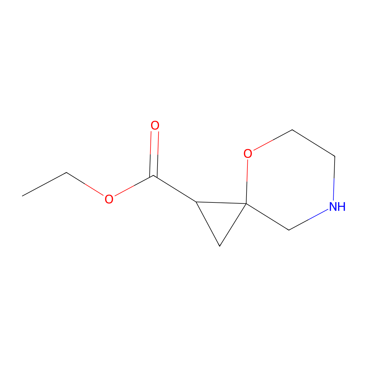 Ethyl 4-oxa-7-azaspiro[2.5]octane-1-carboxylate molecular structure, CAS 2870702-50-2