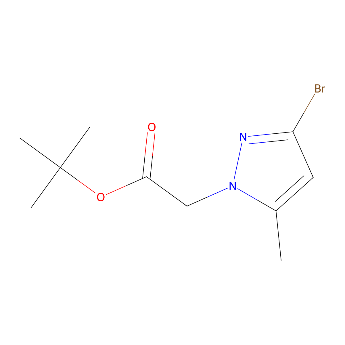 tert-butyl 2-(3-bromo-5-methyl-1H-pyrazol-1-yl)acetate molecular structure, CAS 2870702-62-6