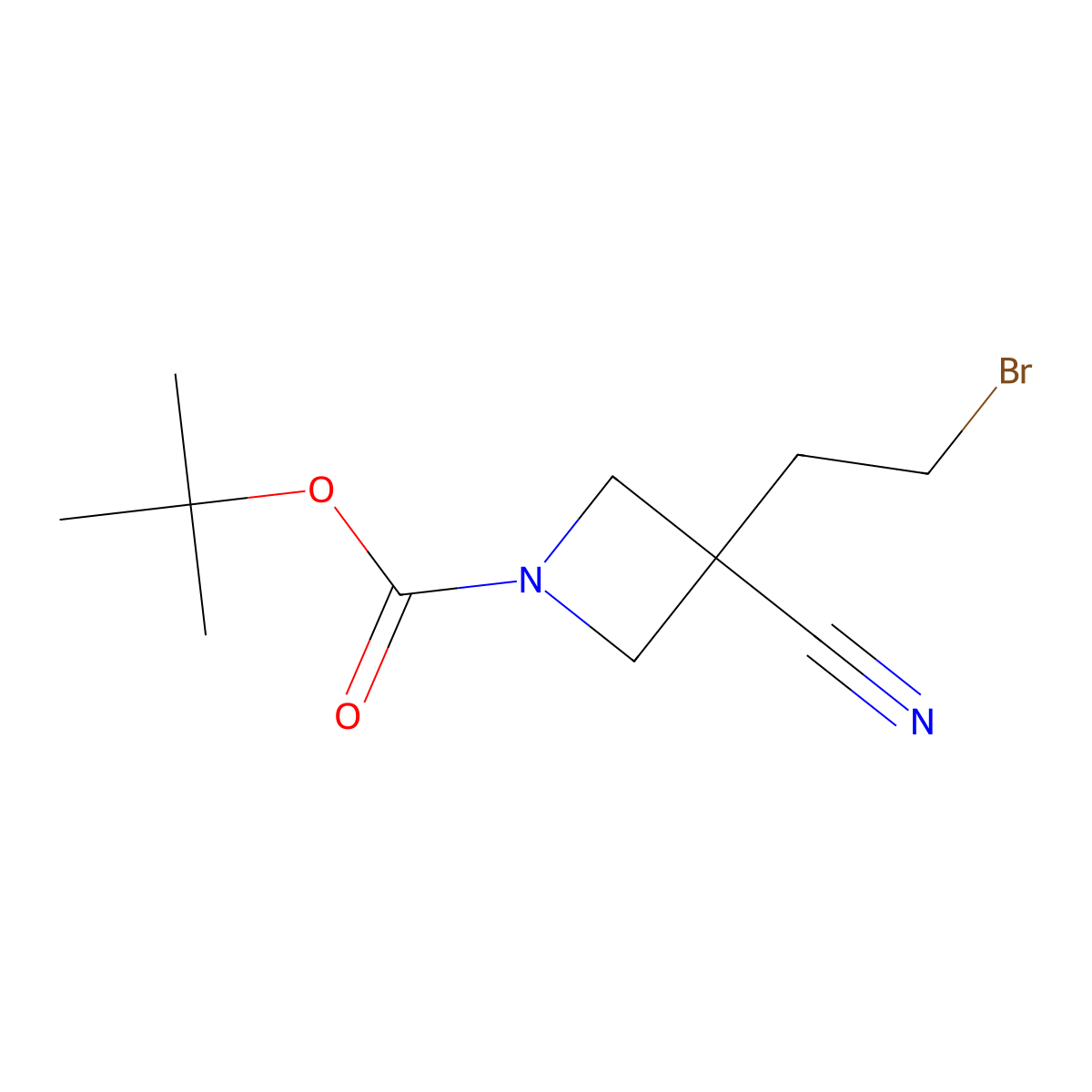 Tert-butyl 3-(2-bromoethyl)-3-cyanoazetidine-1-carboxylate molecular structure, CAS 2870706-91-3