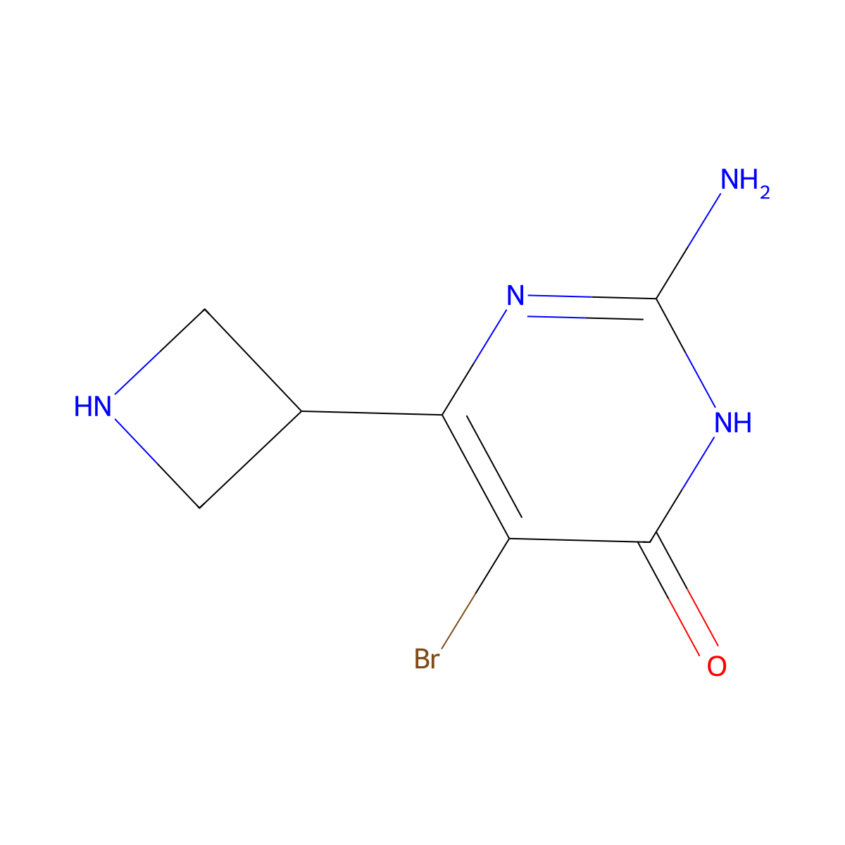 2-Amino-6-(azetidin-3-yl)-5-bromo-3,4-dihydropyrimidin-4-one molecular structure, CAS 2870707-06-3