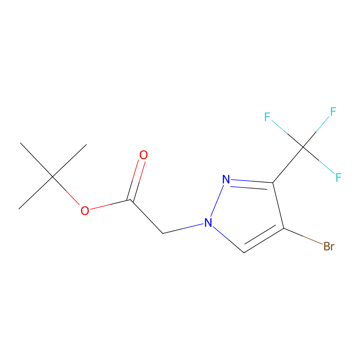 tert-butyl 2-[4-bromo-3-(trifluoromethyl)-1H-pyrazol-1-yl]acetate molecular structure, CAS 2870707-50-7