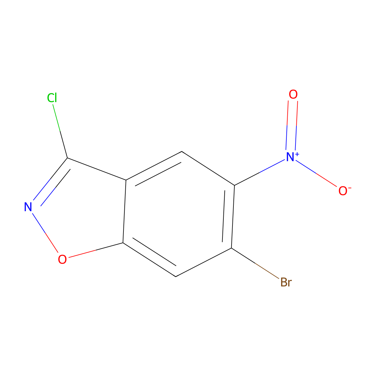 6-Bromo-3-chloro-5-nitro-1,2-benzoxazole molecular structure, CAS 2870707-90-5