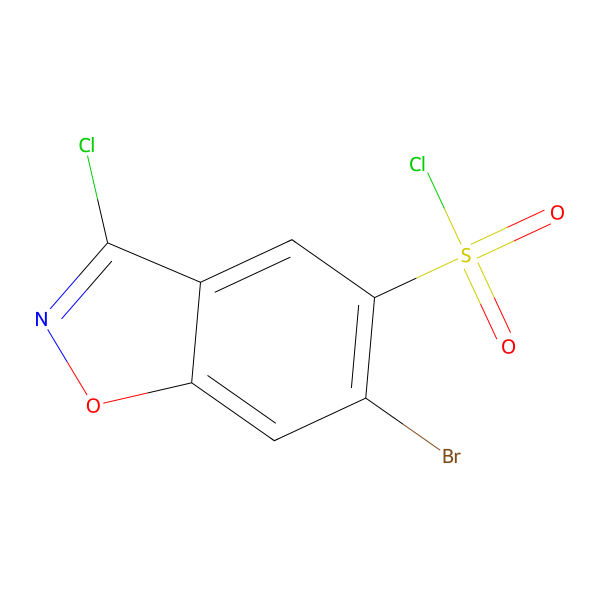 6-Bromo-3-chloro-1,2-benzoxazole-5-sulfonyl chloride molecular structure, CAS 2870710-14-6