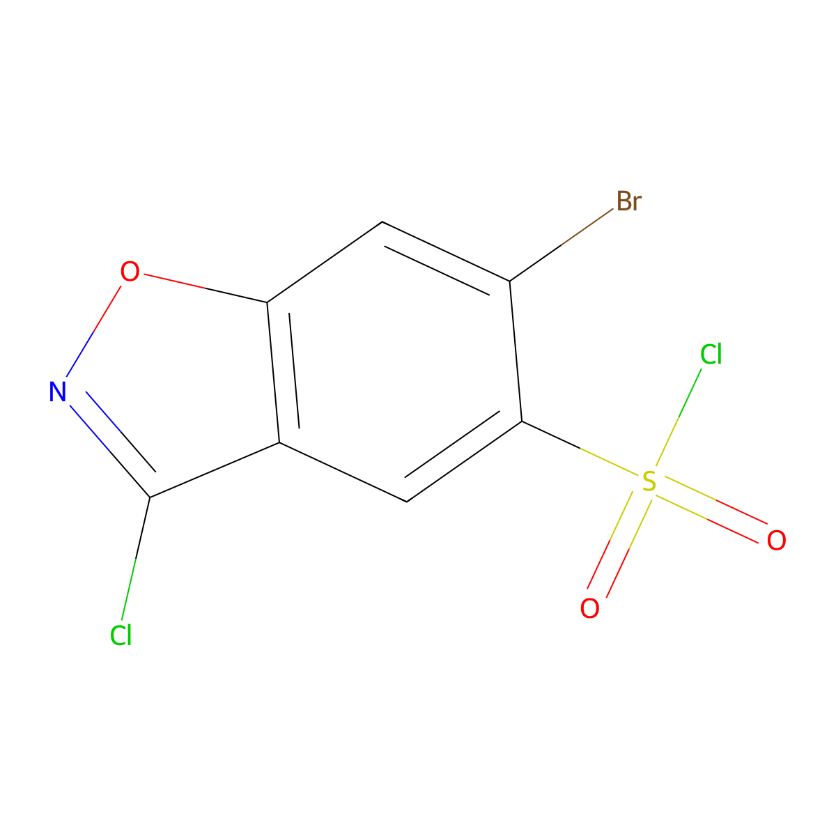 6-Bromo-3-chloro-1,2-benzoxazole-5-sulfonyl chloride molecular structure, CAS 2870710-14-6