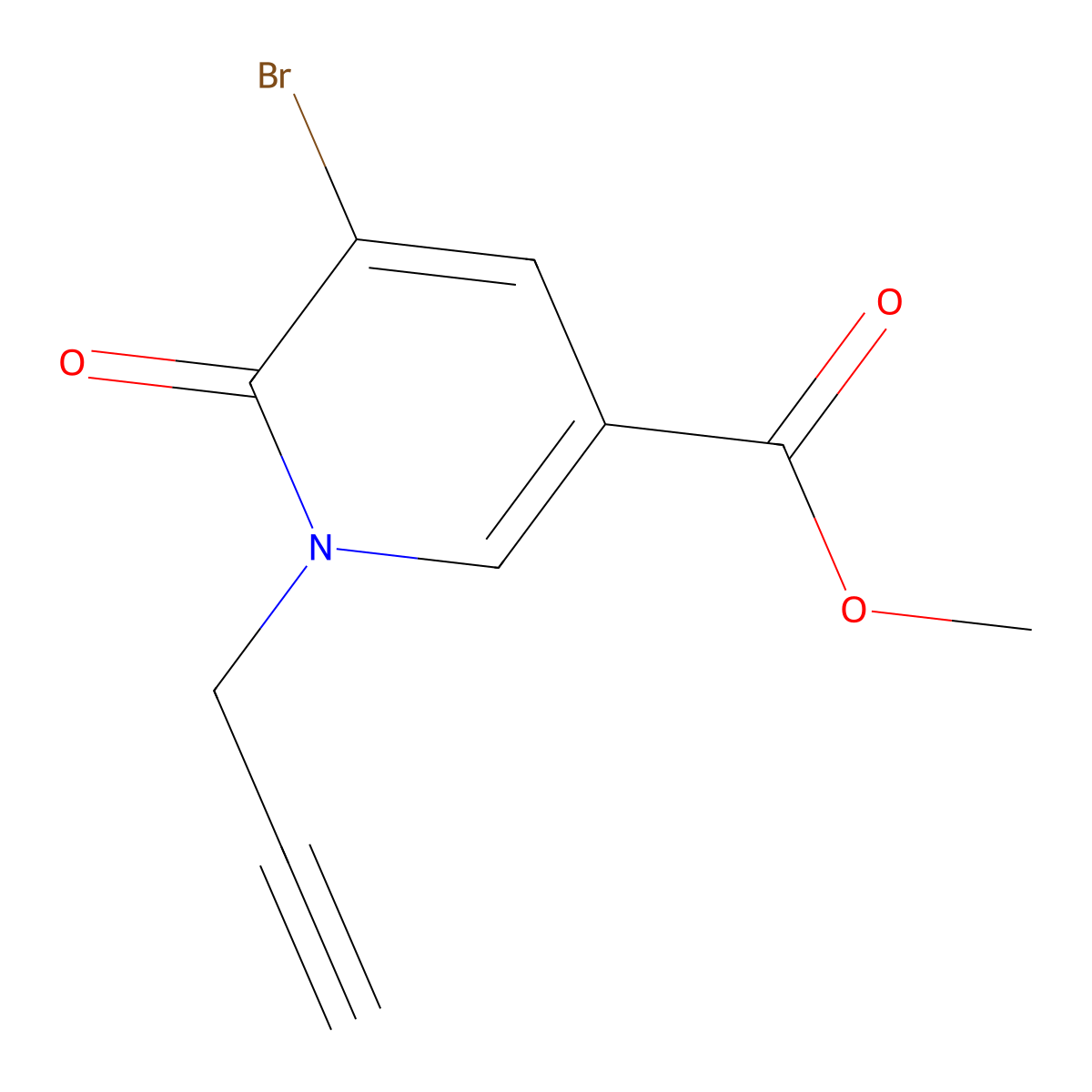 Methyl 5-bromo-6-oxo-1-(prop-2-yn-1-yl)-1,6-dihydropyridine-3-carboxylate molecular structure, CAS 2870710-46-4