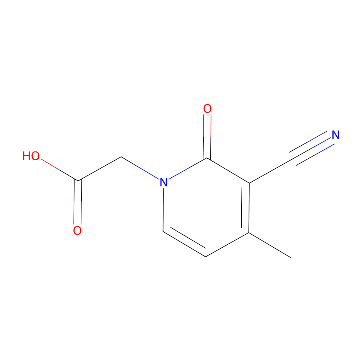 2-(3-Cyano-4-methyl-2-oxo-1-pyridinyl)acetic acid molecular structure, CAS 2870800-22-7