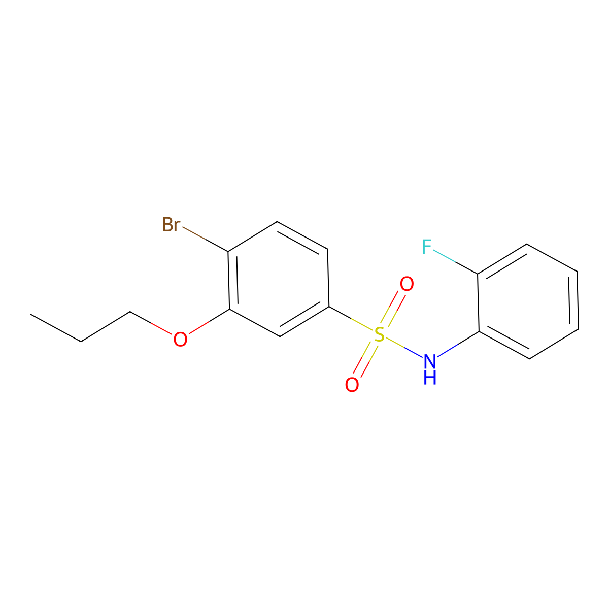 4-bromo-N-(2-fluorophenyl)-3-propoxybenzene-1-sulfonamide molecular structure, CAS 2870809-71-3
