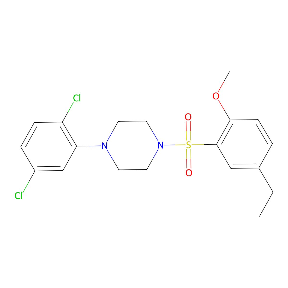 1-(2,5-Dichlorophenyl)-4-(5-ethyl-2-methoxybenzenesulfonyl)piperazine molecular structure, CAS 2870832-02-1