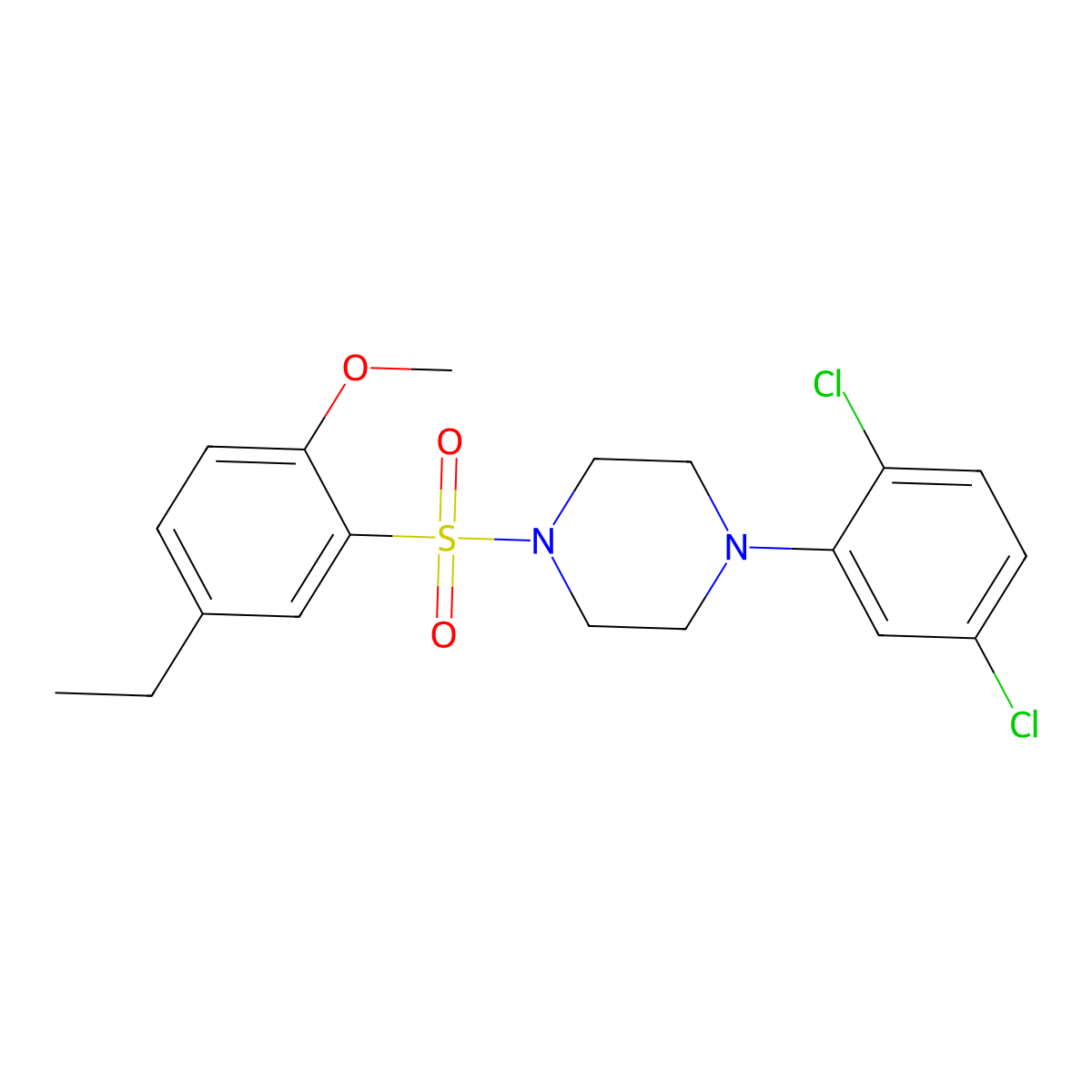1-(2,5-Dichlorophenyl)-4-(5-ethyl-2-methoxybenzenesulfonyl)piperazine molecular structure, CAS 2870832-02-1