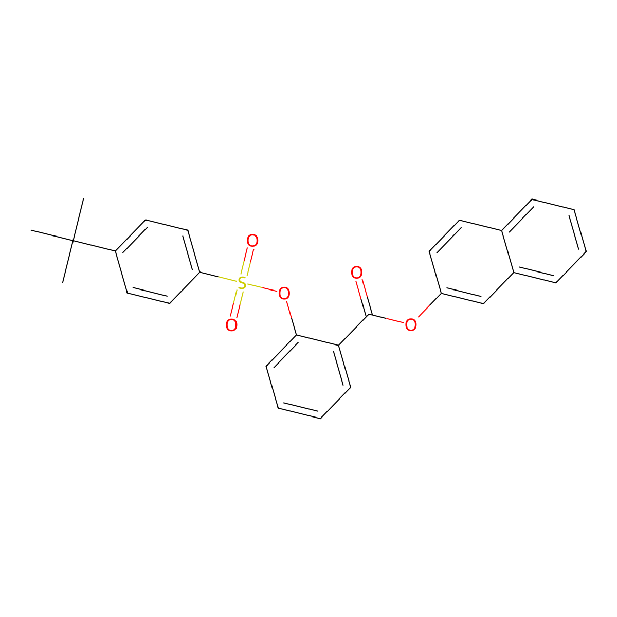Naphthalen-2-yl 2-[(4-tert-butylbenzenesulfonyl)oxy]benzoate molecular structure, CAS 2870832-54-3
