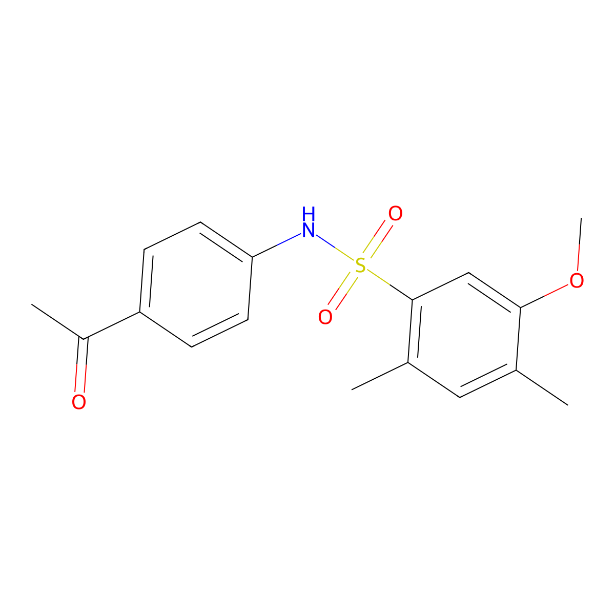 N-(4-acetylphenyl)-5-methoxy-2,4-dimethylbenzene-1-sulfonamide molecular structure, CAS 2870841-92-0
