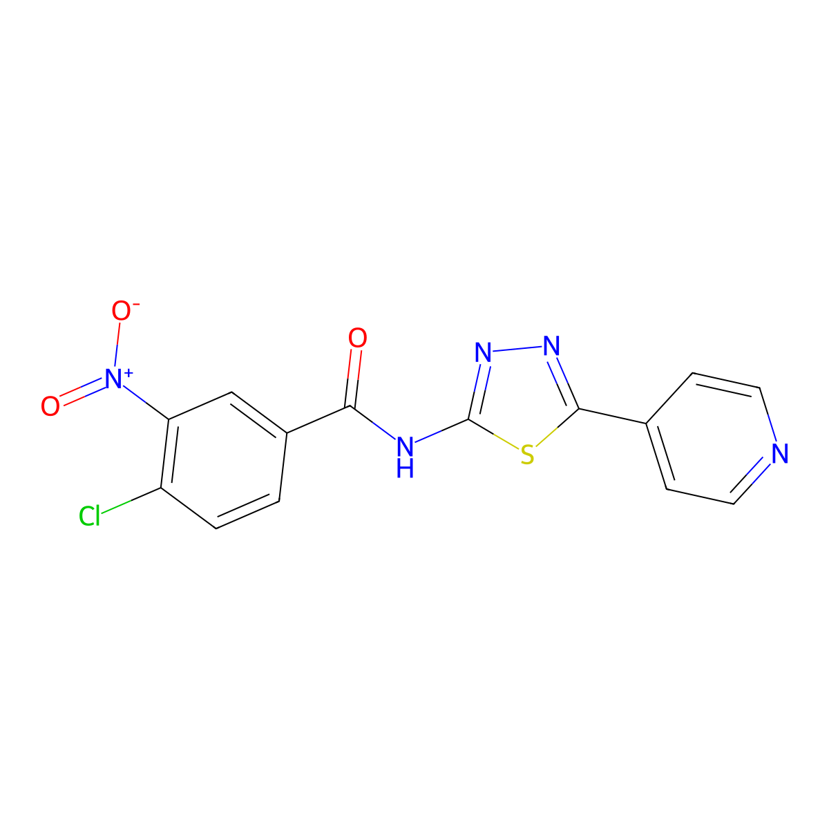 4-chloro-3-nitro-N-[5-(pyridin-4-yl)-1,3,4-thiadiazol-2-yl]benzamide molecular structure, CAS 2870852-11-0
