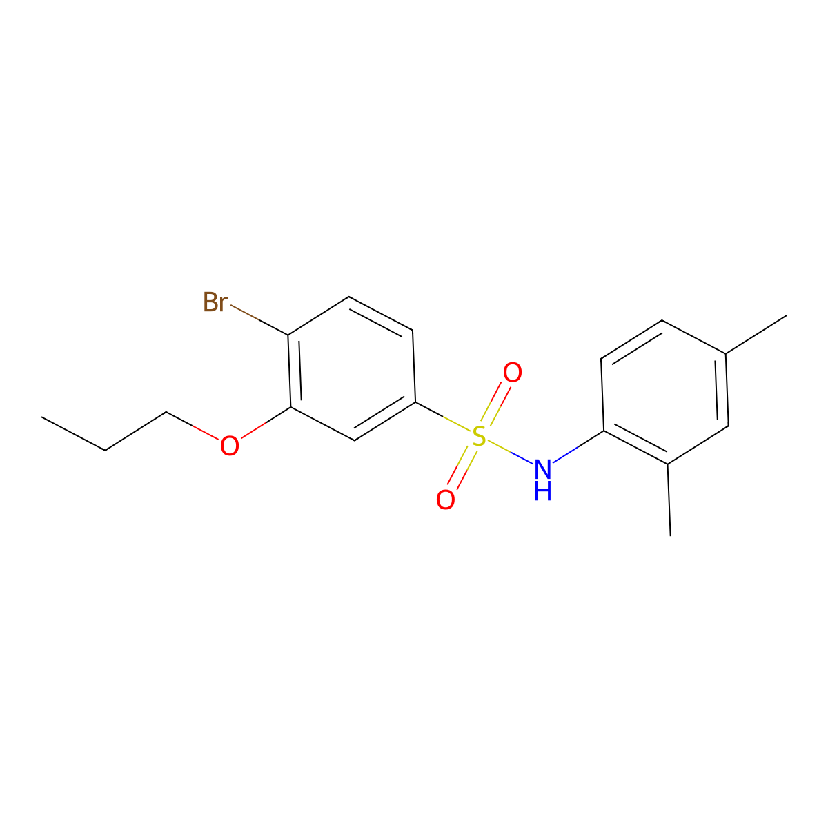 4-bromo-N-(2,4-dimethylphenyl)-3-propoxybenzene-1-sulfonamide molecular structure, CAS 2870884-93-6