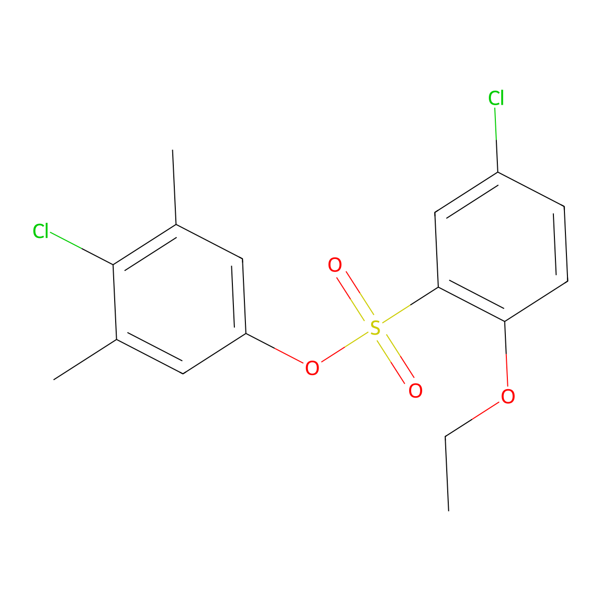 4-Chloro-3,5-dimethylphenyl 5-chloro-2-ethoxybenzene-1-sulfonate molecular structure, CAS 2870885-66-6