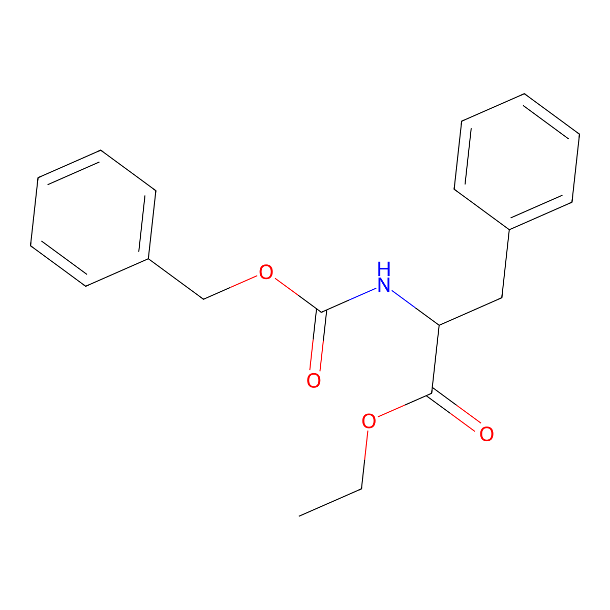 N-((Phenylmethoxy)carbonyl)-L-phenylalanine ethyl ester molecular structure, CAS 28709-70-8