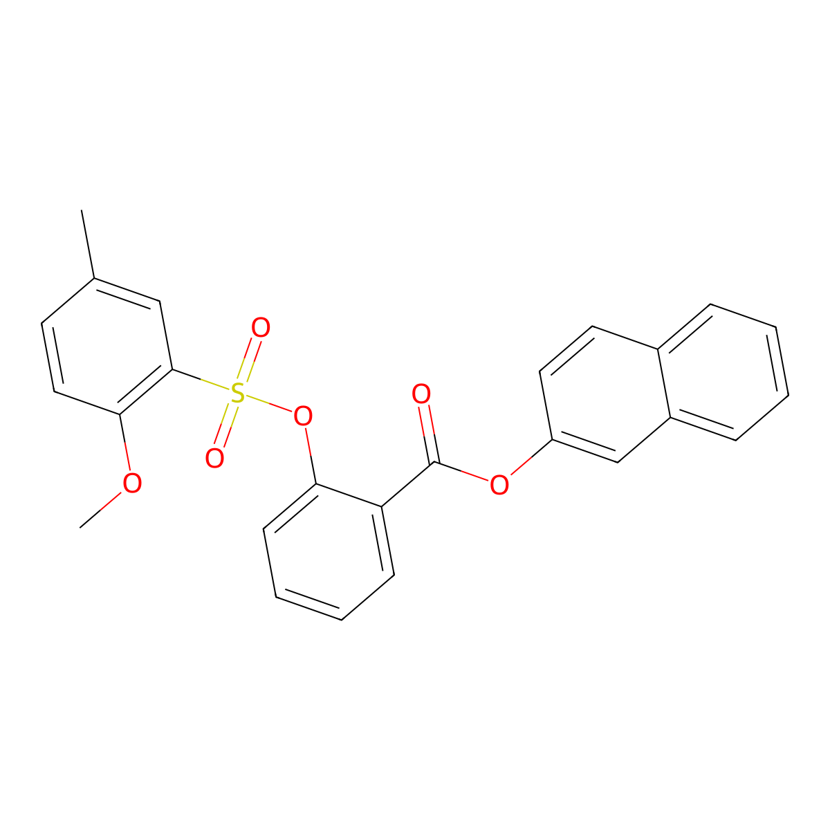 Naphthalen-2-yl 2-[(2-methoxy-5-methylbenzenesulfonyl)oxy]benzoate molecular structure, CAS 2870911-69-4