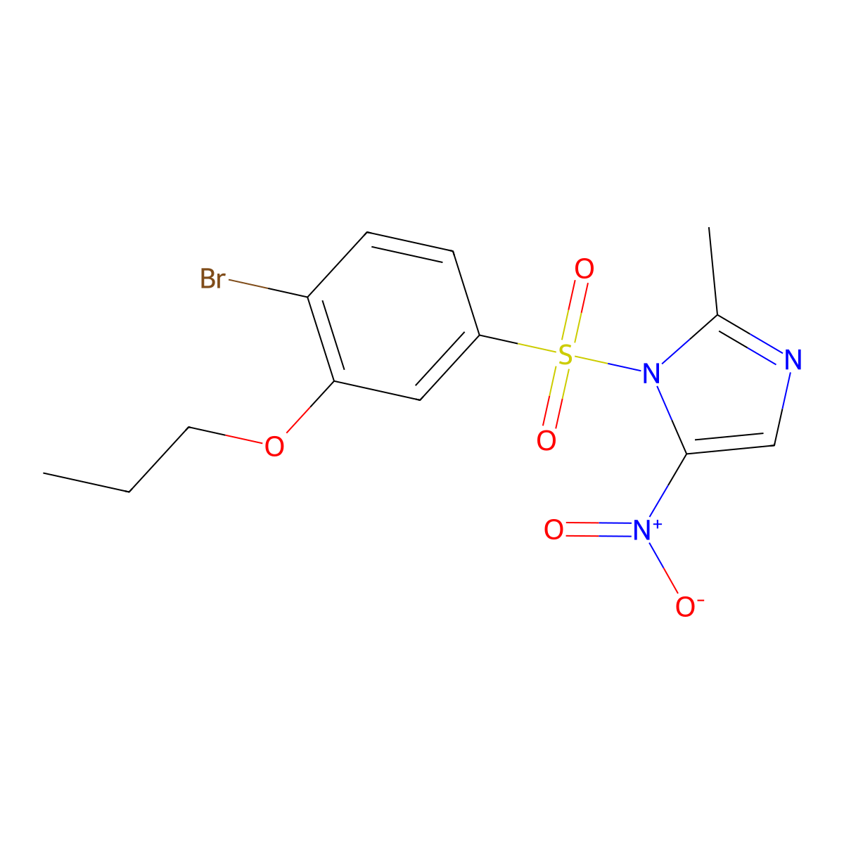1-(4-bromo-3-propoxybenzenesulfonyl)-2-methyl-5-nitro-1H-imidazole molecular structure, CAS 2870919-37-0