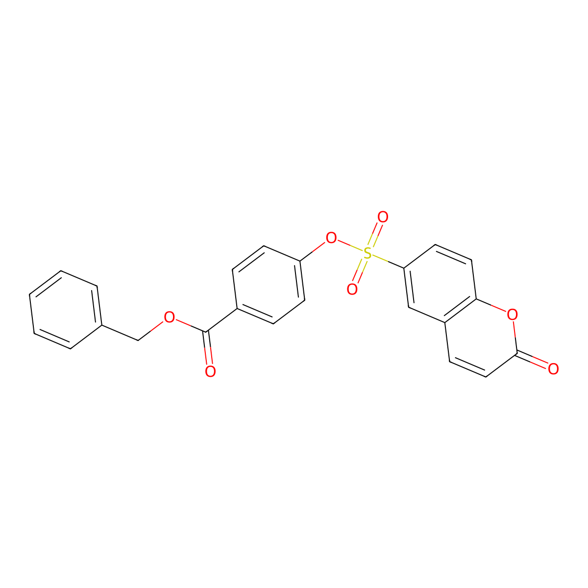 benzyl 4-{[(2-oxo-2H-chromen-6-yl)sulfonyl]oxy}benzoate molecular structure, CAS 2870957-75-6