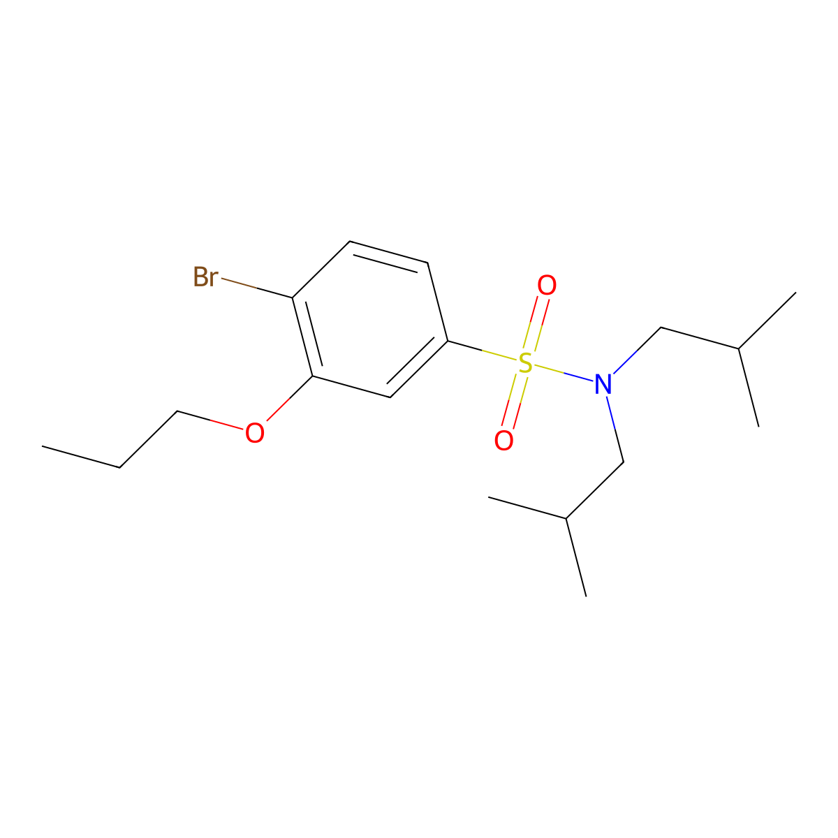 4-bromo-N,N-bis(2-methylpropyl)-3-propoxybenzene-1-sulfonamide molecular structure, CAS 2870958-24-8