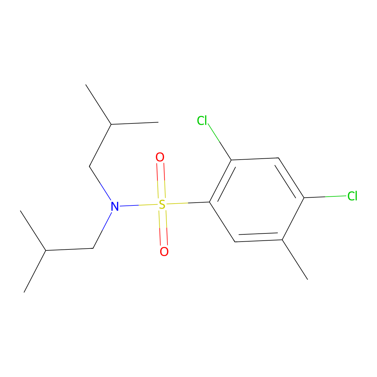 2,4-dichloro-5-methyl-N,N-bis(2-methylpropyl)benzene-1-sulfonamide molecular structure, CAS 2870958-31-7