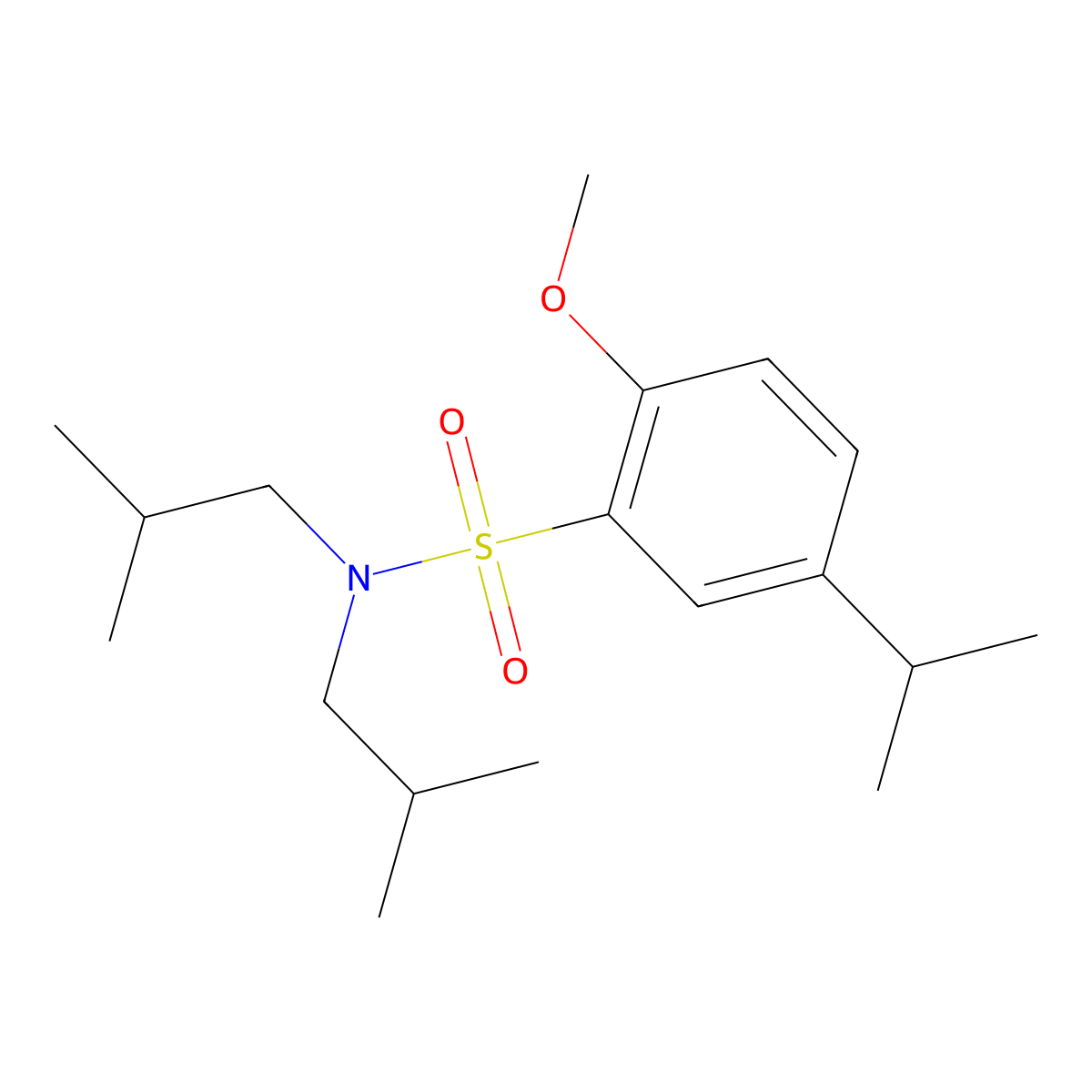 2-methoxy-N,N-bis(2-methylpropyl)-5-(propan-2-yl)benzene-1-sulfonamide molecular structure, CAS 2870958-59-9