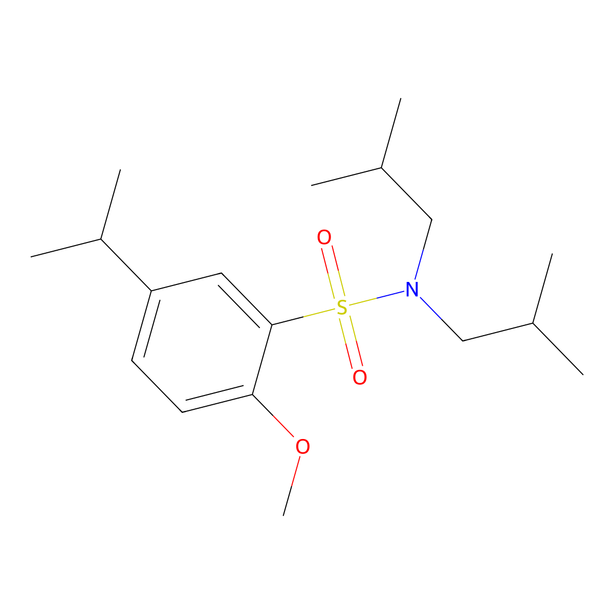 2-methoxy-N,N-bis(2-methylpropyl)-5-(propan-2-yl)benzene-1-sulfonamide molecular structure, CAS 2870958-59-9