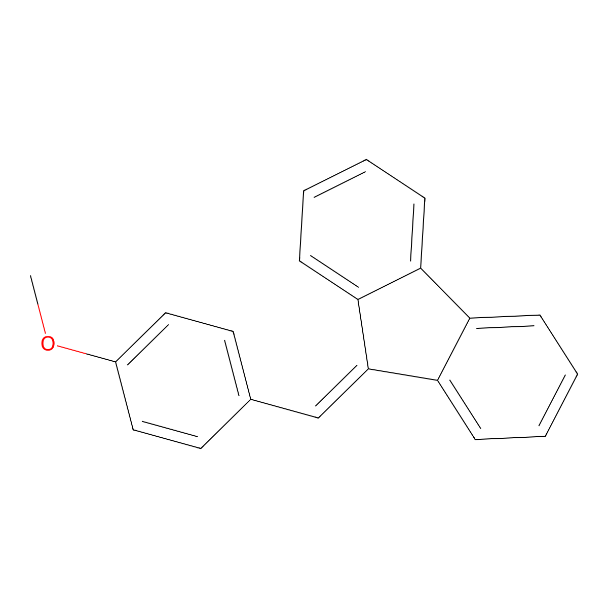 9H-Fluorene, 9-((4-methoxyphenyl)methylene)- molecular structure, CAS 2871-87-6