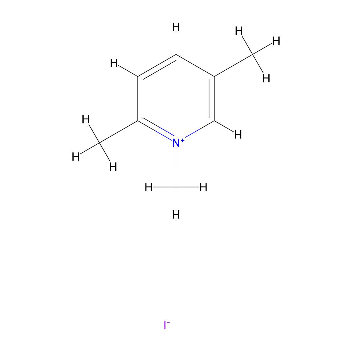 1,2,5-Trimethylpyridin-1-ium iodide molecular structure, CAS 28710-34-1