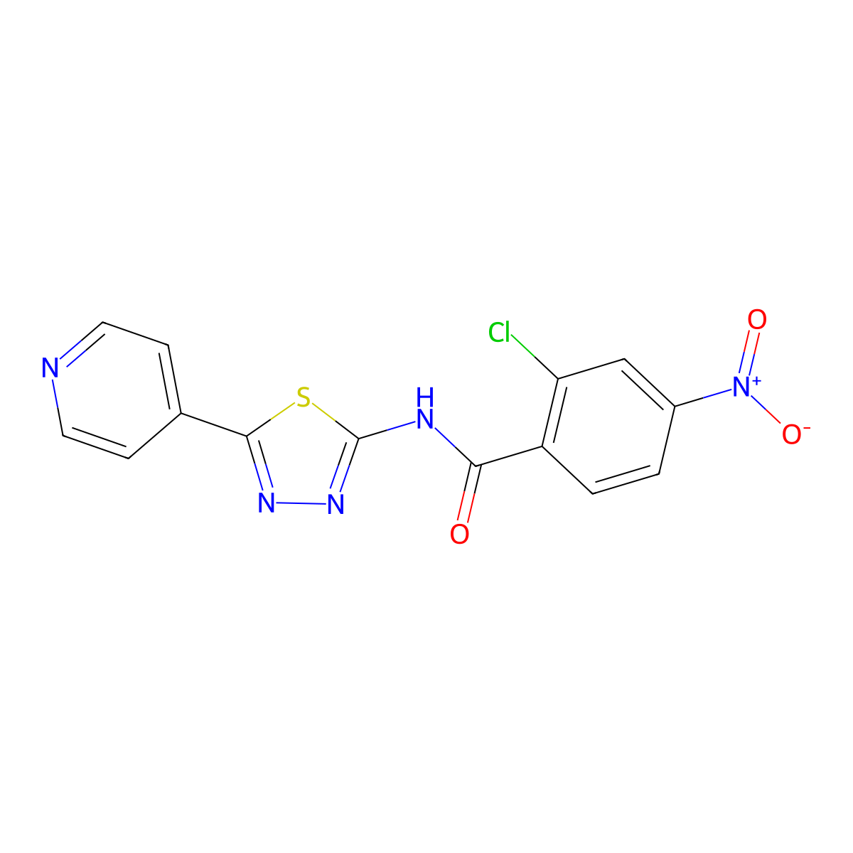 2-chloro-4-nitro-N-[5-(pyridin-4-yl)-1,3,4-thiadiazol-2-yl]benzamide molecular structure, CAS 2871000-90-5