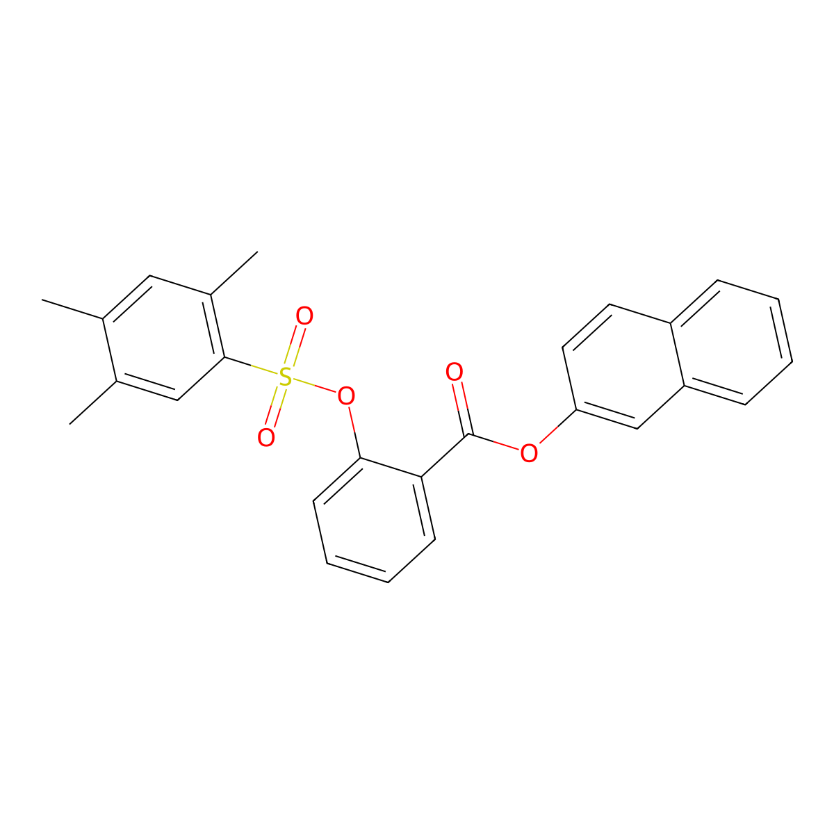 Naphthalen-2-yl 2-[(2,4,5-trimethylbenzenesulfonyl)oxy]benzoate molecular structure, CAS 2871018-79-8