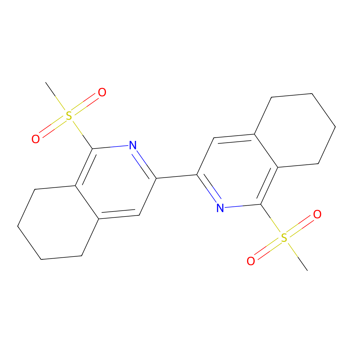 3,3'-Biisoquinoline, 5,5',6,6',7,7',8,8'-octahydro-1,1'-bis(methylsulfonyl)- molecular structure, CAS 287102-80-1