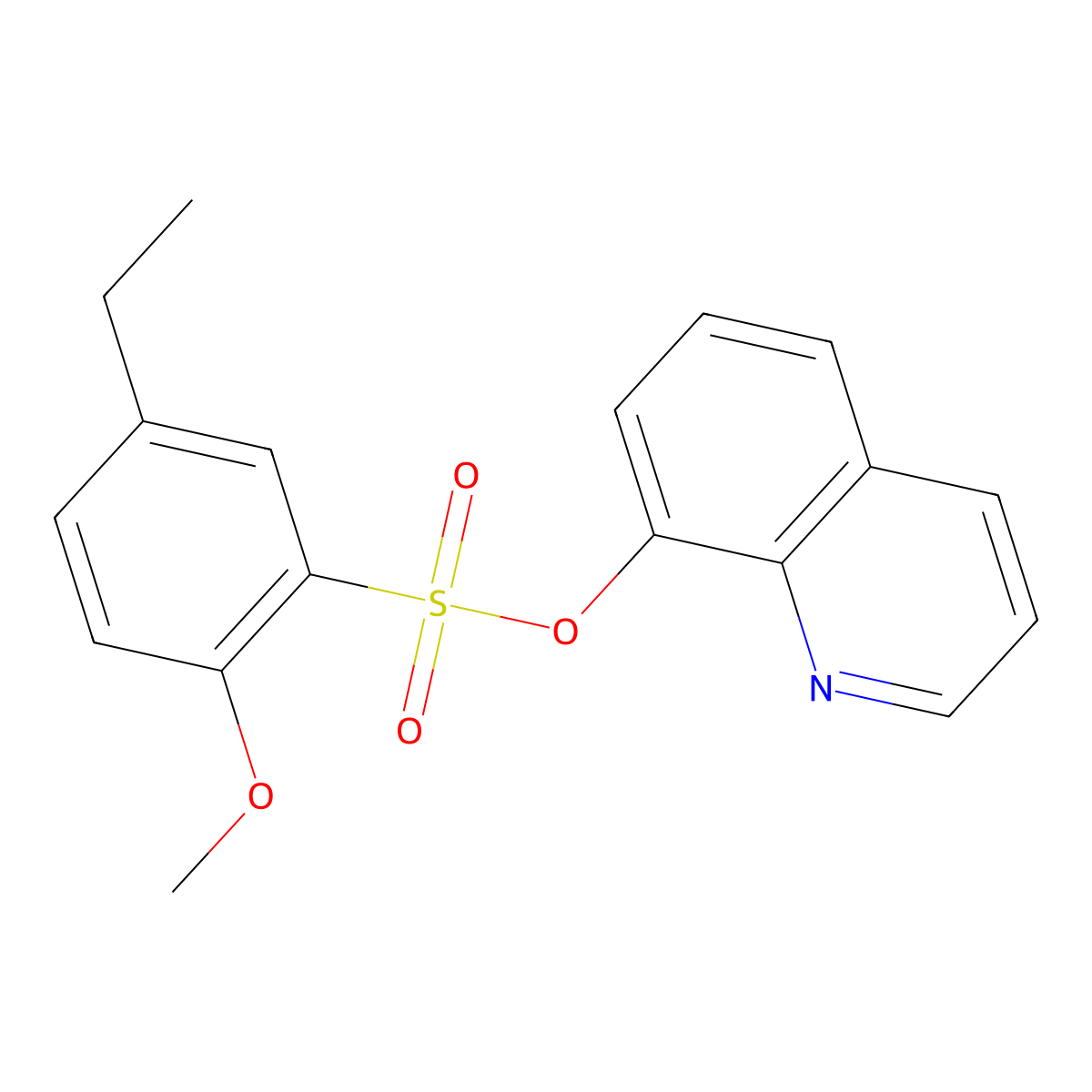 Quinolin-8-yl 5-ethyl-2-methoxybenzene-1-sulfonate molecular structure, CAS 2871037-75-9