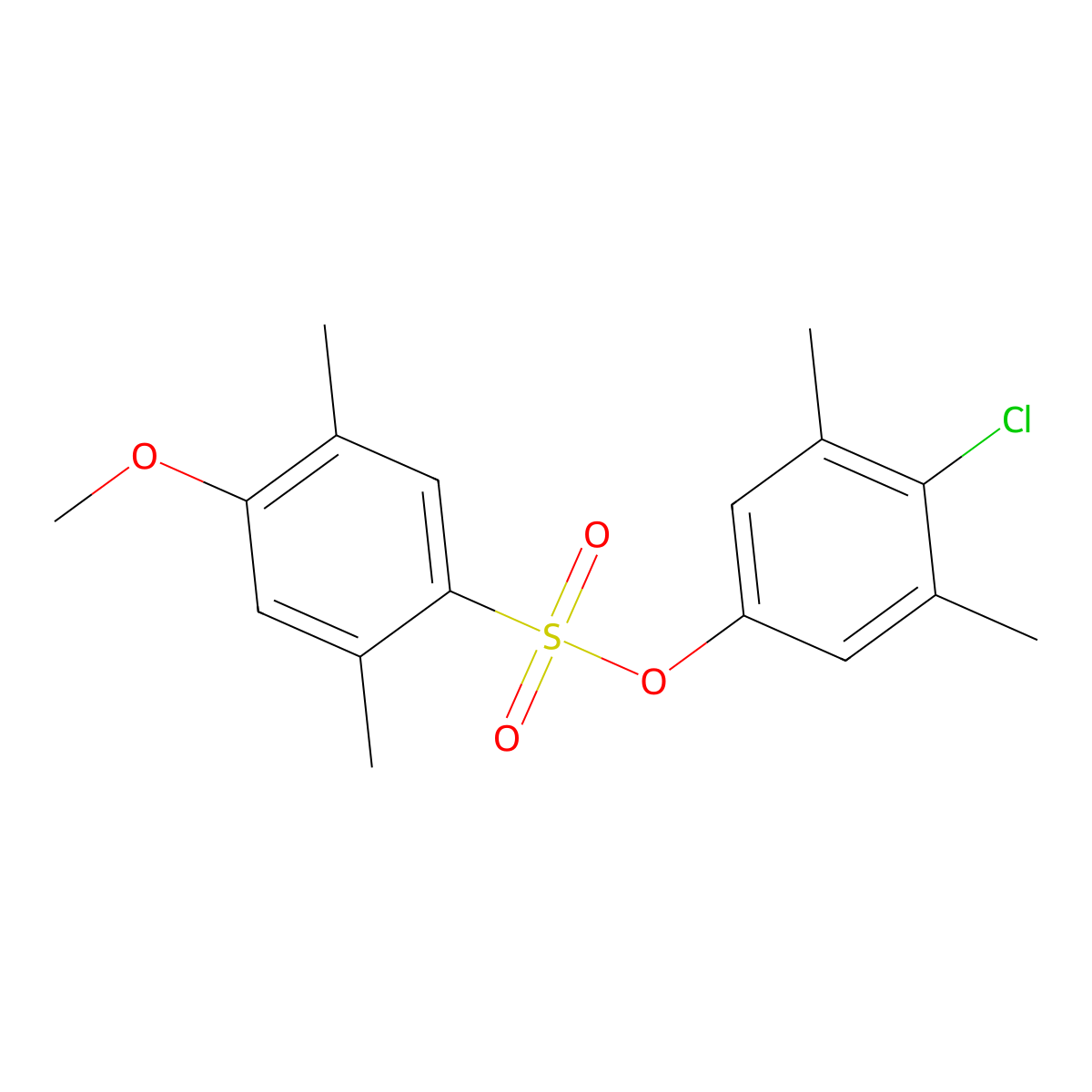 4-Chloro-3,5-dimethylphenyl 4-methoxy-2,5-dimethylbenzene-1-sulfonate molecular structure, CAS 2871043-74-0