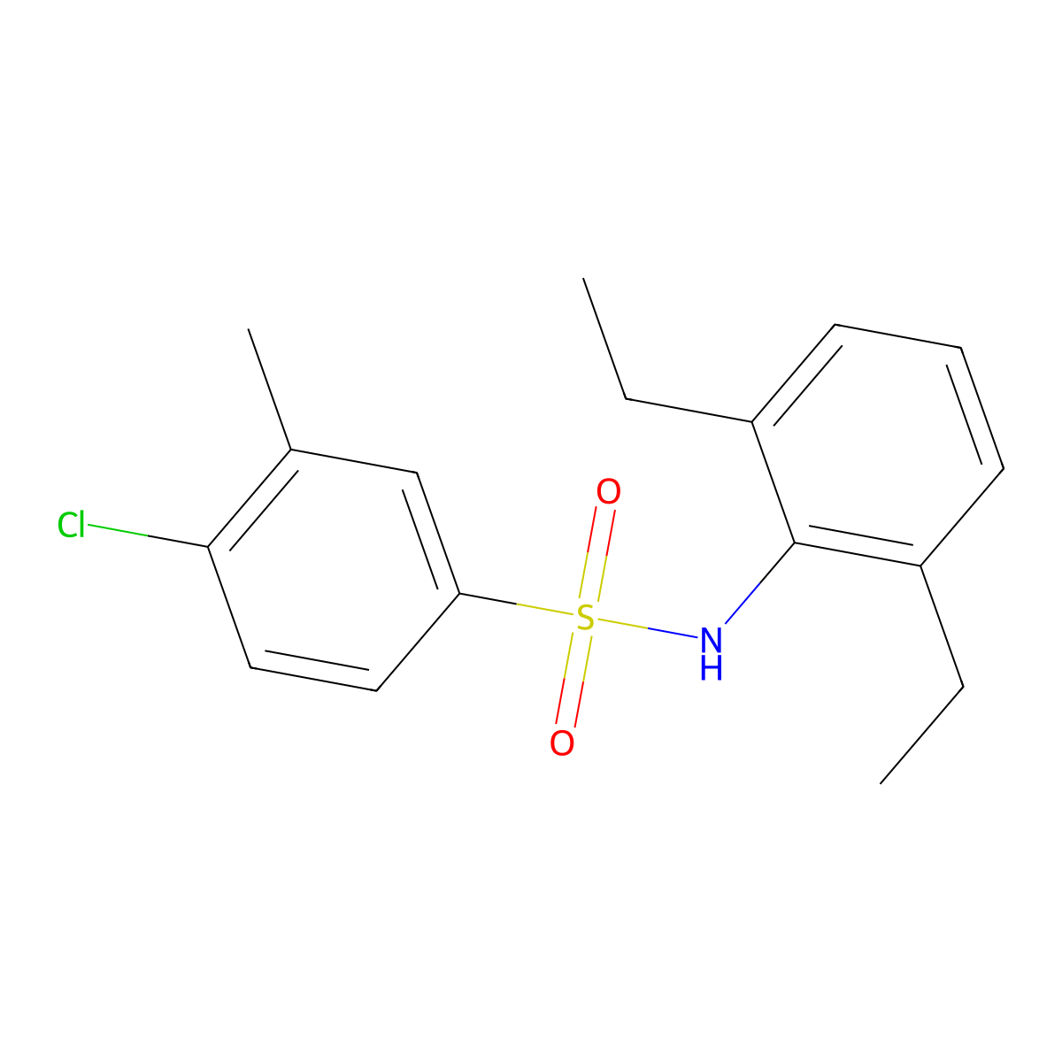 4-chloro-N-(2,6-diethylphenyl)-3-methylbenzene-1-sulfonamide molecular structure, CAS 2871044-56-1