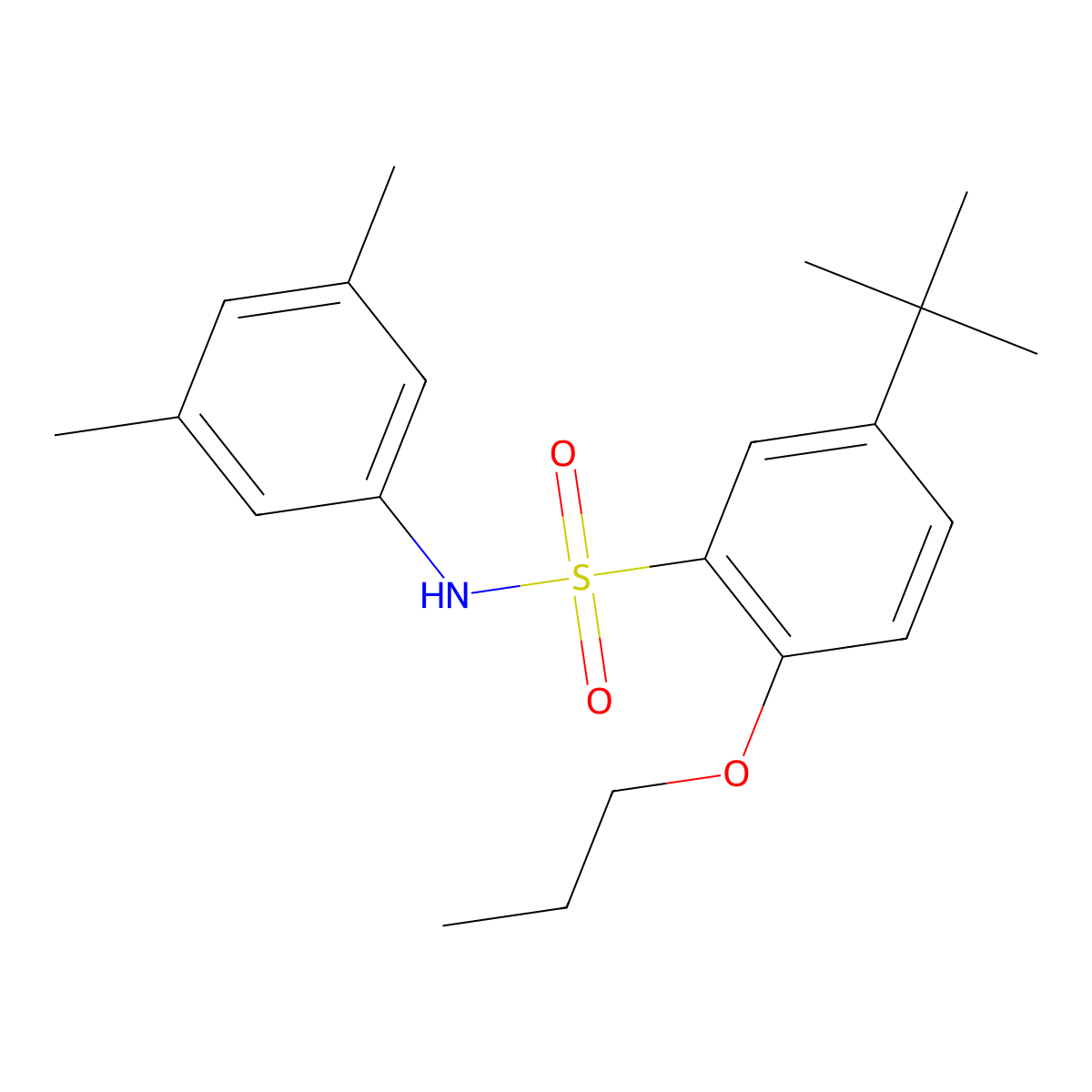 5-tert-butyl-N-(3,5-dimethylphenyl)-2-propoxybenzene-1-sulfonamide molecular structure, CAS 2871050-32-5