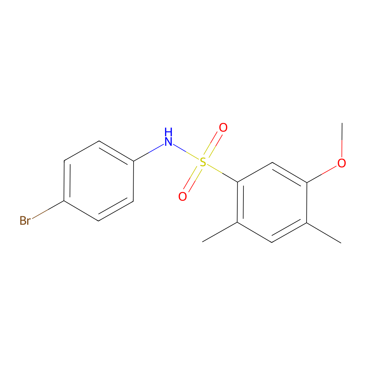 N-(4-bromophenyl)-5-methoxy-2,4-dimethylbenzene-1-sulfonamide molecular structure, CAS 2871078-56-5
