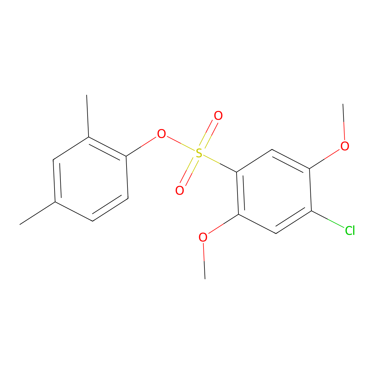 2,4-Dimethylphenyl 4-chloro-2,5-dimethoxybenzene-1-sulfonate molecular structure, CAS 2871087-85-1