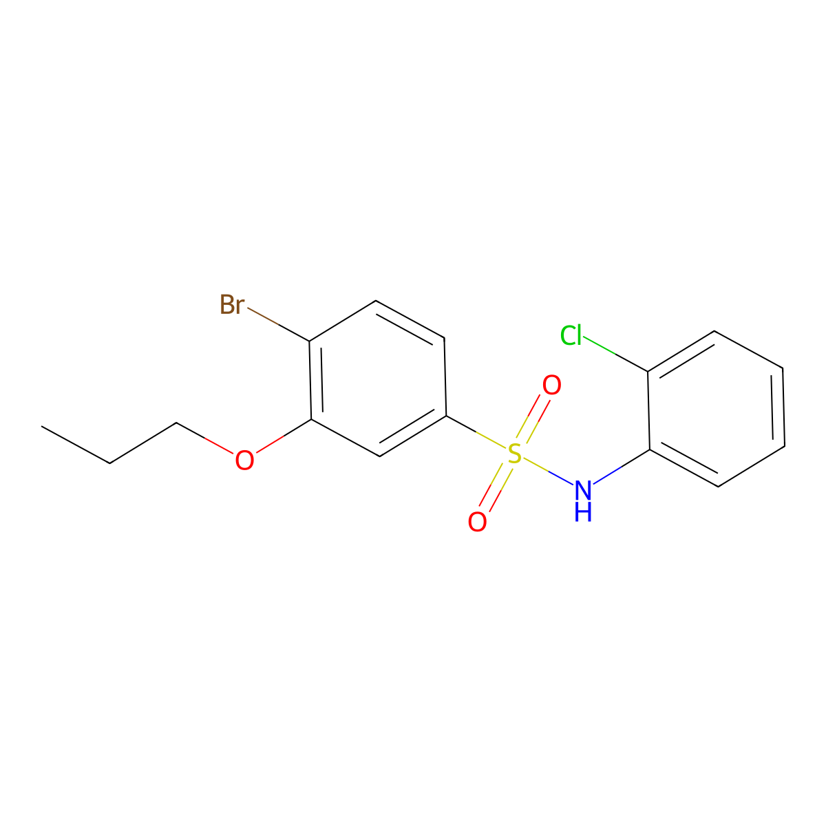 4-bromo-N-(2-chlorophenyl)-3-propoxybenzene-1-sulfonamide molecular structure, CAS 2871091-44-8