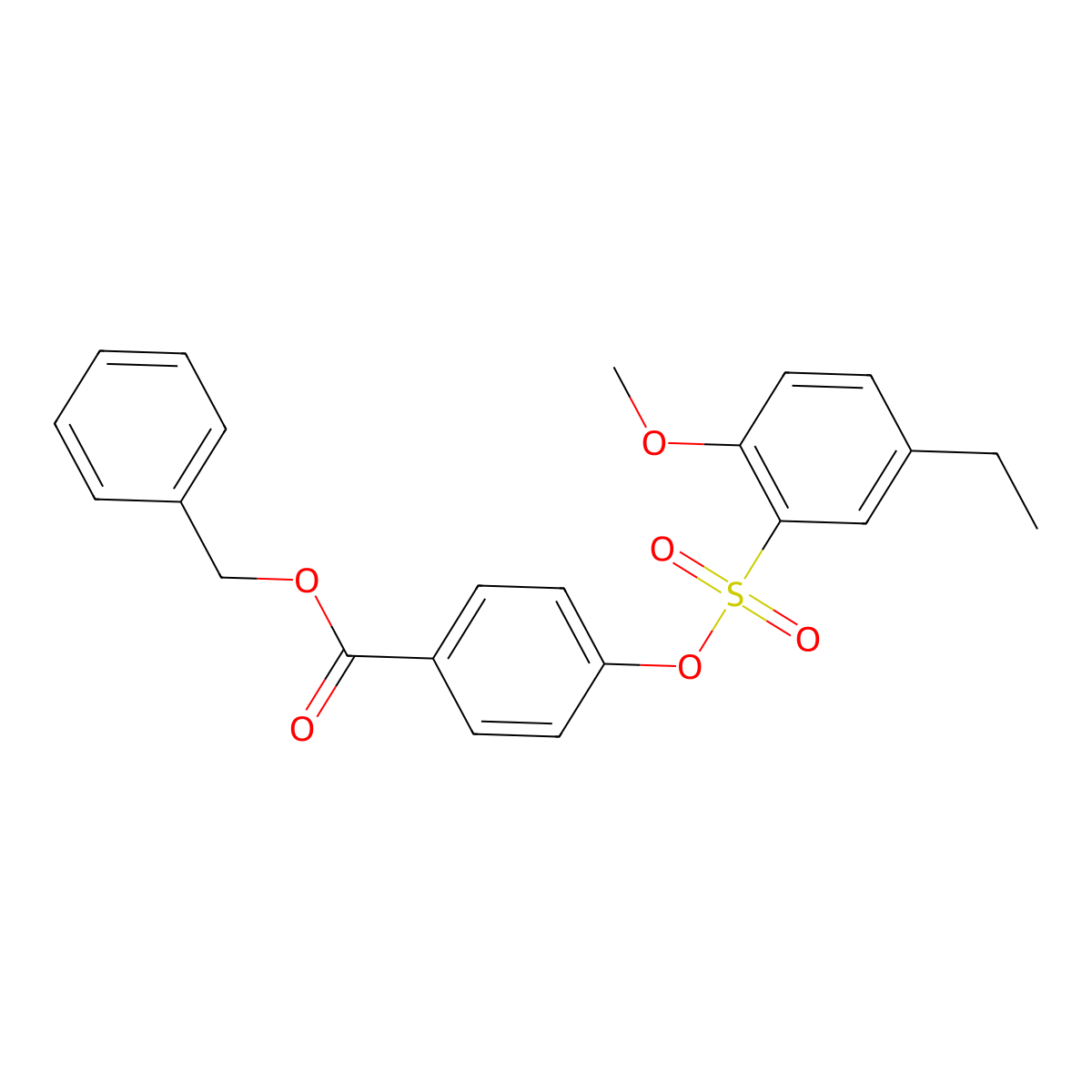 Benzyl 4-[(5-ethyl-2-methoxybenzenesulfonyl)oxy]benzoate molecular structure, CAS 2871092-12-3