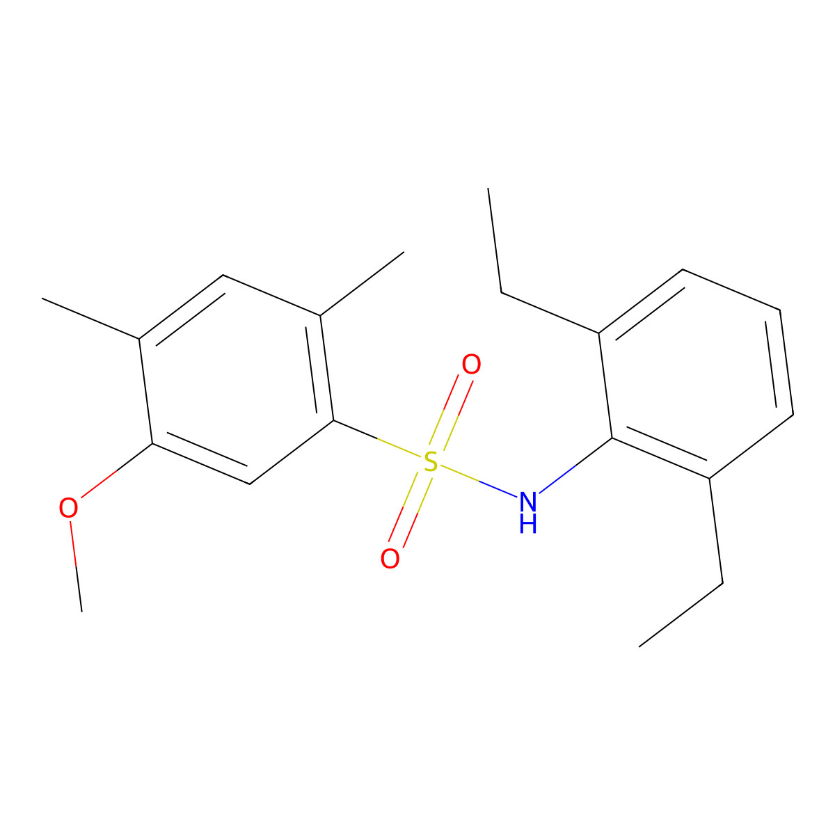 N-(2,6-diethylphenyl)-5-methoxy-2,4-dimethylbenzene-1-sulfonamide molecular structure, CAS 2871112-23-9