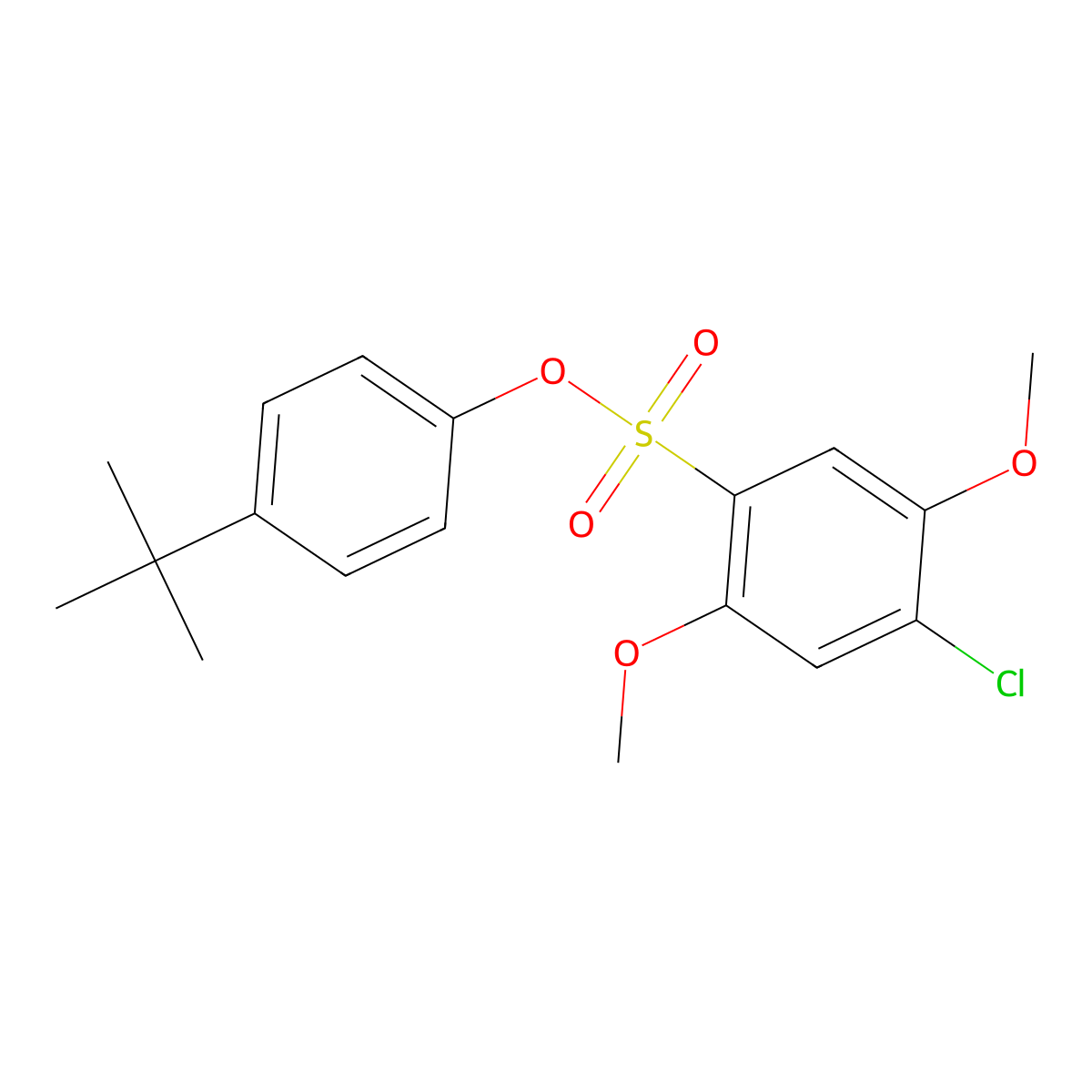 4-Tert-butylphenyl 4-chloro-2,5-dimethoxybenzene-1-sulfonate molecular structure, CAS 2871112-33-1